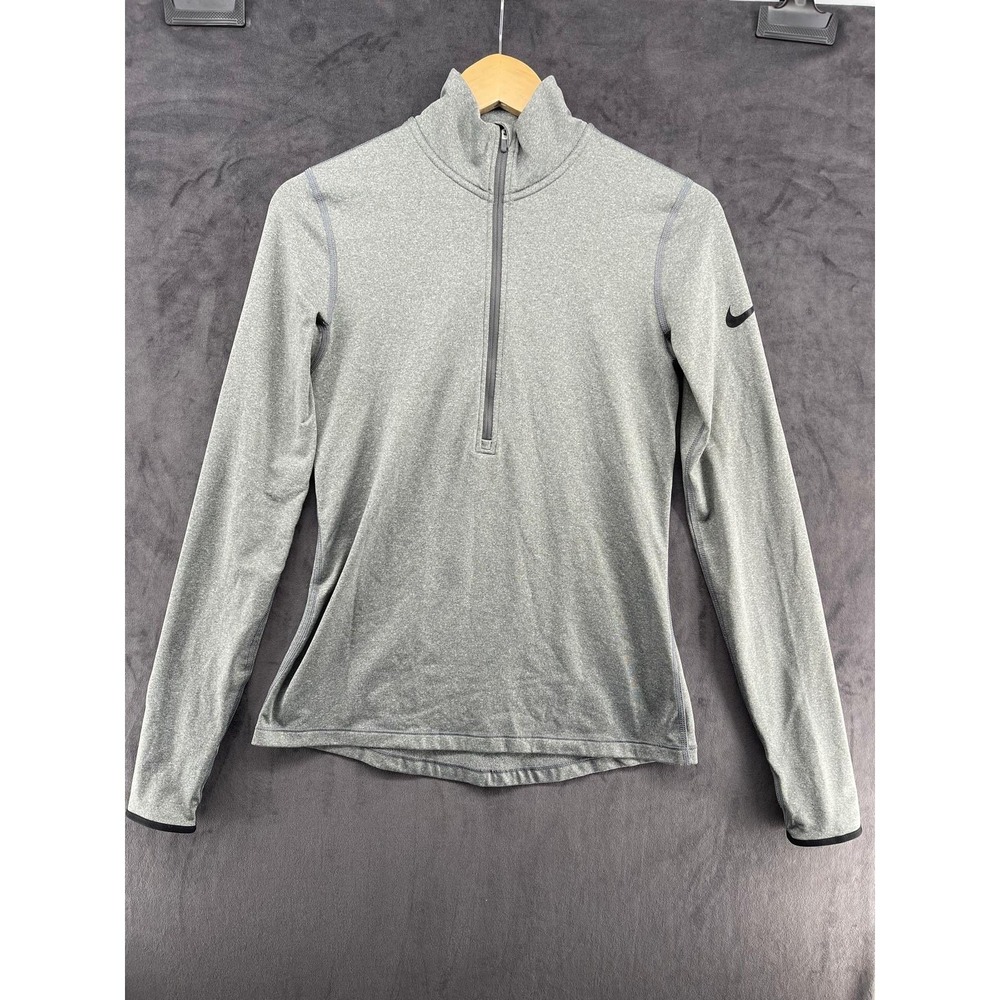 Nike Dri-FIT Womens Medium Gray Quarter Zip Pullover Long Sleeve Running Top